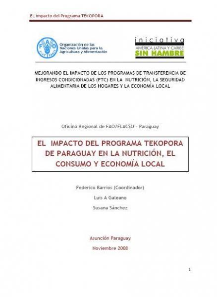 El Impacto del Programa Tekopora de Paraguay en la Nutrición, el Consumo y Economía Local