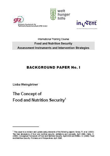 The Concept of Food and Nutrition Security
