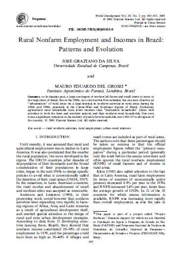 Rural nonfarm employment and incomes in Brazil: Patterns and Evolution