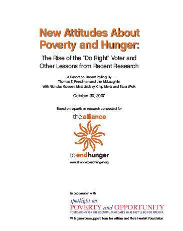 New attitudes about poverty and hunger: A Report on Recent Polling