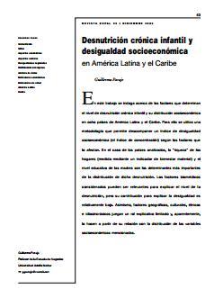 Desnutrición crónica infantil y desigualdad socioeconómica en América Latina y el Caribe
