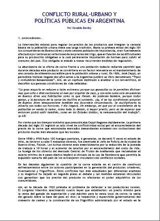Conflicto Rural-Urbano y Políticas Públicas en Argentina