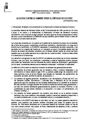 La lucha contra el hambre desde el enfoque de los DESC