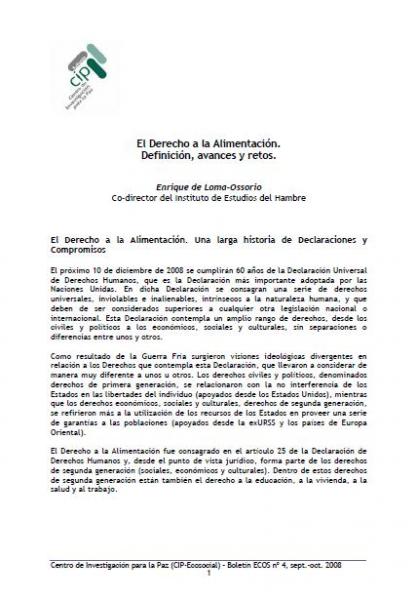 El Derecho a la Alimentación: Definición, avances y retos