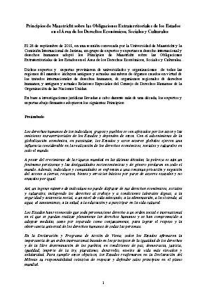 Principios de Maastricht sobre las Obligaciones Extraterritoriales de los Estados  en el Área de los Derechos Económicos, Sociales y Culturales.