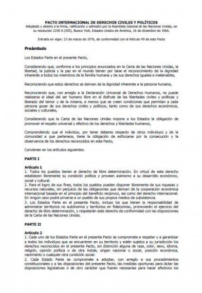 Pacto Internacional de Derechos Civiles y Políticos.