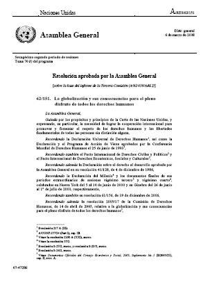 La globalización y sus consecuencias para el pleno disfrute de todos los derechos humanos