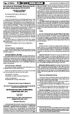 Estrategia Nacional de Seguridad Alimentaria 2004- 2015