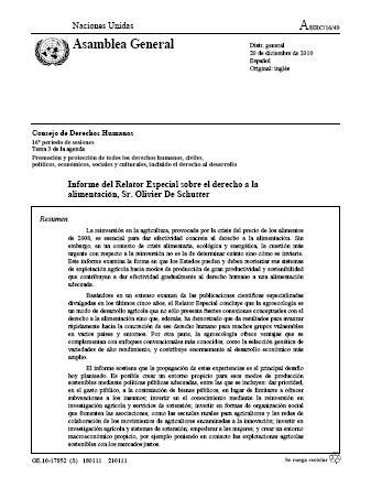 La agroecología y el derecho a la alimentación