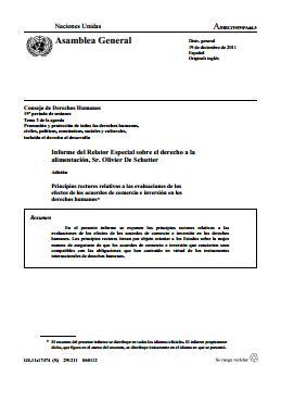 Principios rectores relativos a las evaluaciones de los efectos de los acuerdos de comercio e inversión en los derechos humanos