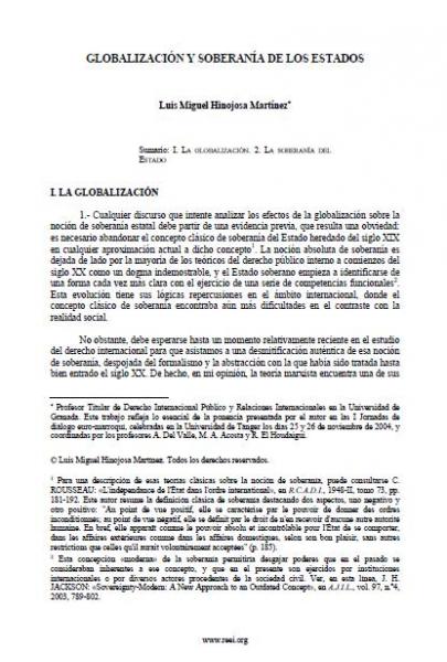 Globalización y Soberanía de los Estados