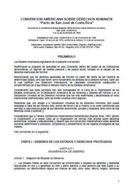 Convención Americana Sobre Derechos Humanos: Pacto de San José de Costa Rica