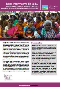 Empoderamiento legal de las mujeres: lecciones aprendidas desde actividades basadas en la comunidad. Nota informativa de la ILC.