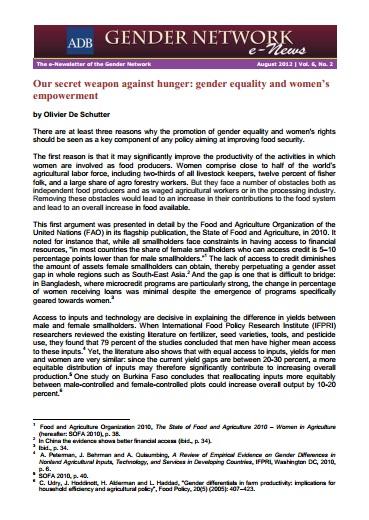 Our secret weapon against hunger: gender equality and women’s empowerment
