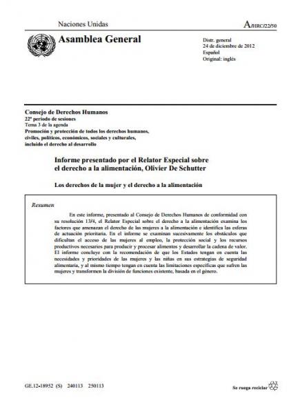 Los derechos de la mujer y el derecho a la alimentación