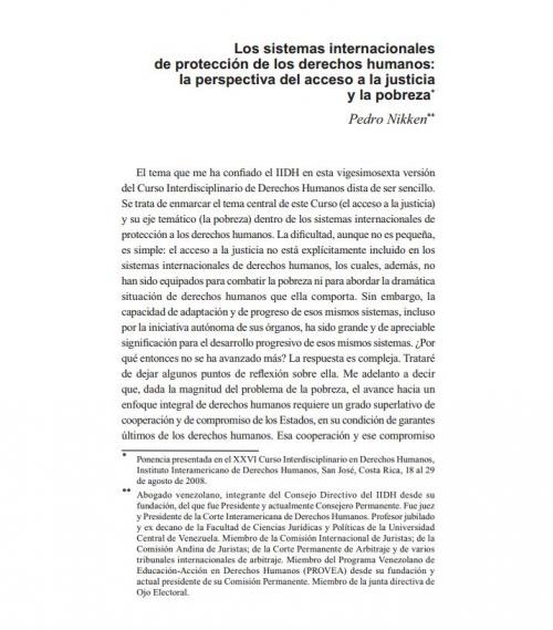 Los sistemas internacionales de protección de los derechos humanos: la perspectiva del acceso a la justicia y la pobreza