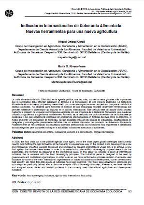 Indicadores internacionales de Soberanía Alimentaria. Nuevas herramientas para una nueva agricultura