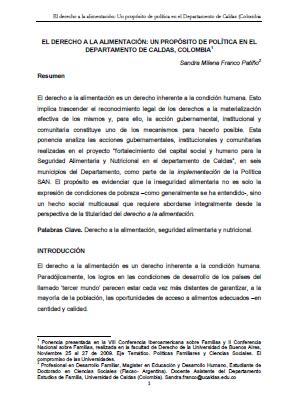 El derecho a la alimentación: un propósito de política
