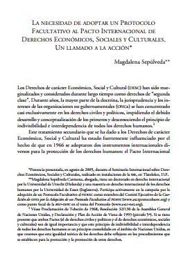 La necesidad de adoptar un Protocolo Facultativo al PIDESC. Un llamado a la acción.