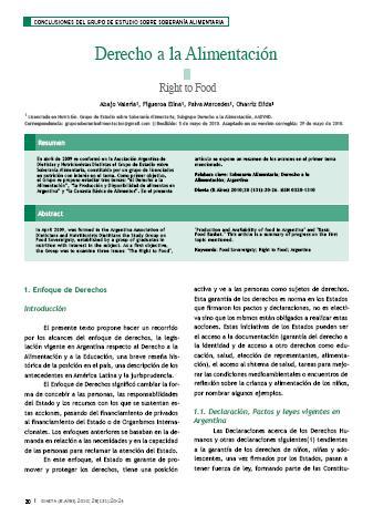 Derecho a la Alimentación. Conclusiones del grupo de estudio sobre soberanía alimentaria