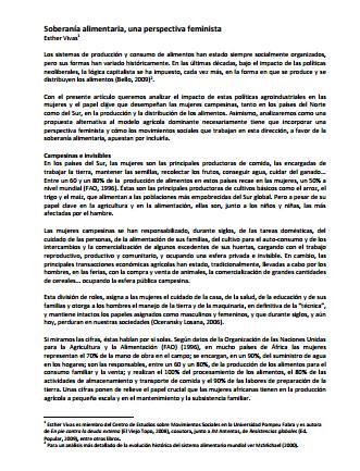 Soberanía alimentaria, una perspectiva feminista
