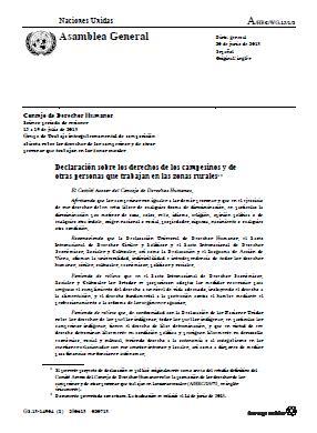Declaración sobre los derechos de los campesinos y de otras personas que trabajan en las zonas rurales