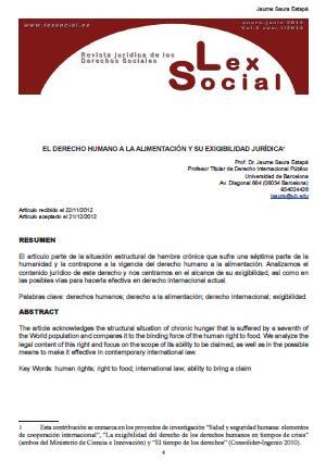 El derecho humano a la alimentación y su exigibilidad jurídica