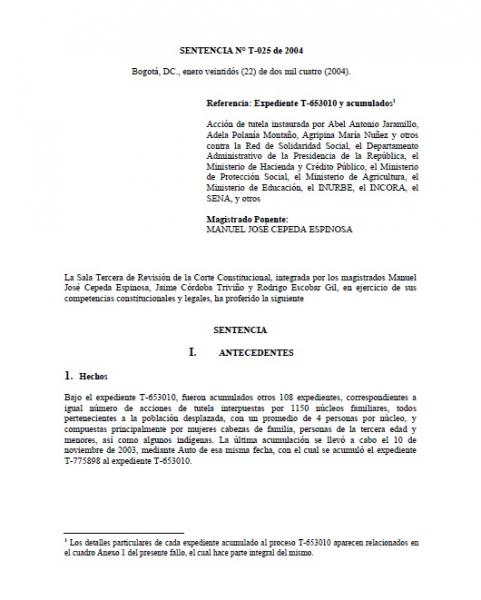 Sentencia N° T-025